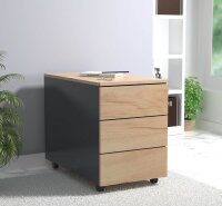 VCM my office Dalosa Rollcontainer anthrazit, eiche 3 Auszüge 39,0 x 70,0 x 55,0 cm
