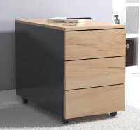 VCM my office Dalosa Rollcontainer anthrazit, eiche 3 Auszüge 39,0 x 70,0 x 55,0 cm