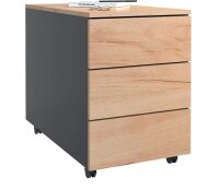 VCM my office Dalosa Rollcontainer anthrazit, eiche 3 Auszüge 39,0 x 70,0 x 55,0 cm