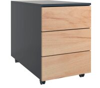 VCM my office Dalosa Rollcontainer anthrazit, eiche 3 Auszüge 39,0 x 70,0 x 55,0 cm