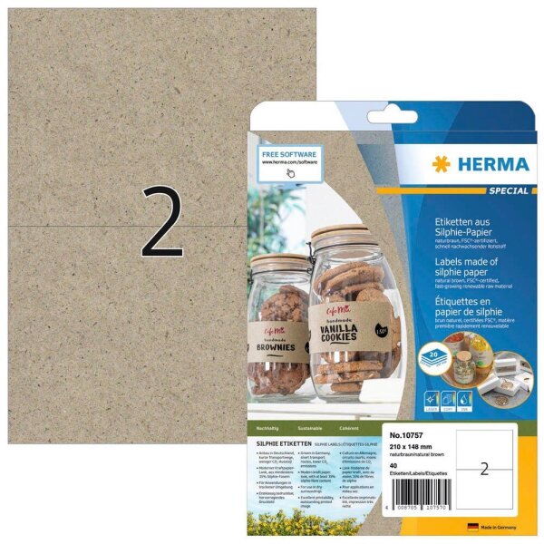 40 HERMA Etiketten braun 210,0 x 148,0 mm