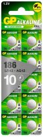 GP Knopfzellen LR43 Alkali-Mangan 1,5 V, 10 St.