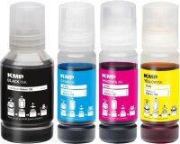 KMP  schwarz, cyan, magenta, gelb Tintenflaschen kompatibel zu EPSON 102 (T03R640), 4er-Set