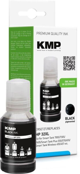 KMP  schwarz Tintenflasche kompatibel zu HP 32XL (1VV24AE)