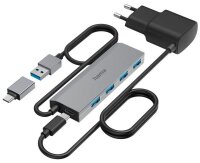 hama USB-Hub 4-fach grau