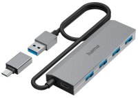 hama USB-Hub 4-fach grau