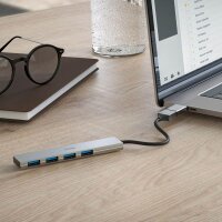 hama USB-Hub Ultra Slim 4-fach grau
