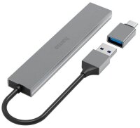 hama USB-Hub Ultra Slim 4-fach grau