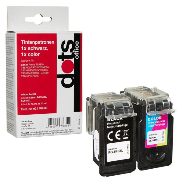 dots  schwarz, color Druckerpatronen kompatibel zu Canon PG560XL/CL561XL, 2er-Set