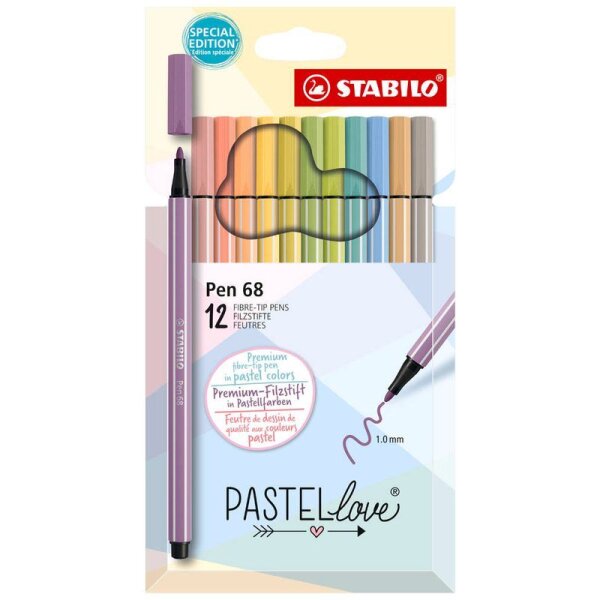 STABILO Pen 68 PASTELlove Filzstifte farbsortiert, 12 St.