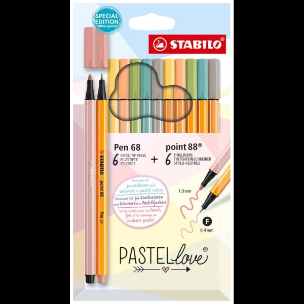 STABILO Schreibset Pen 68/point 88 PASTELlove farbsortiert