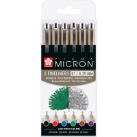 Sakura Pigma Micron Fineliner-Set farbsortiert 0,25 mm, 6...