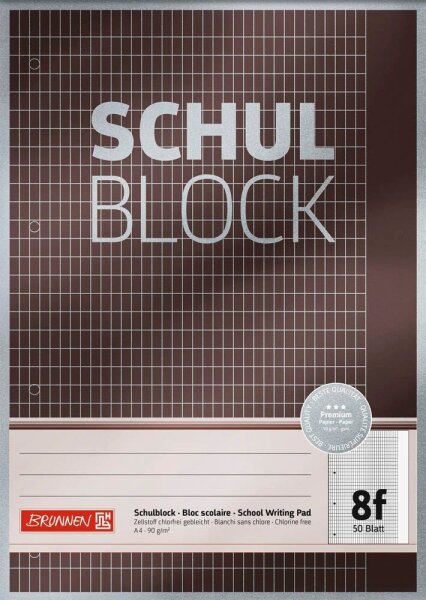 BRUNNEN Collegeblock Premium Lineatur 8f rautiert DIN A4 Außenrand, 1 St.