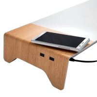 SIGEL Monitorständer Smartstyle USB silber/holzfarben