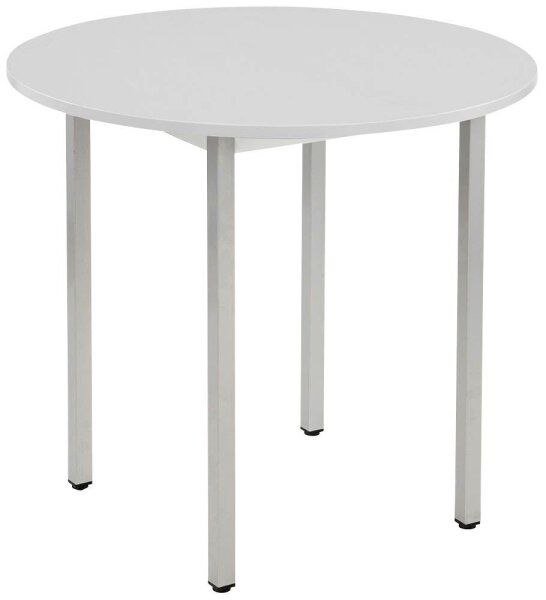 SODEMATUB Mehrzwecktisch lichtgrau, alu rund, Vierkantrohr alu, 80,0 x 80,0 x 74,0 cm