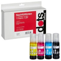 dots  schwarz, cyan, magenta, gelb Tintenflaschen...