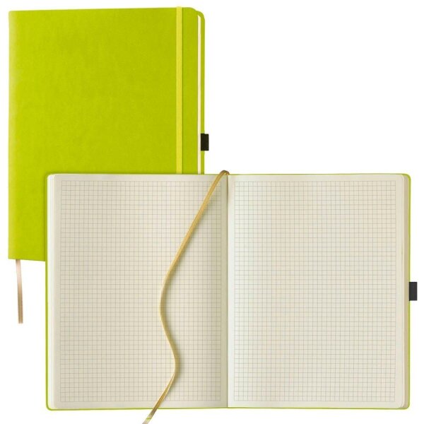 Lediberg Notizbuch Tucson ca. DIN A4 kariert, lemongreen Hardcover 240 Seiten, 1 St.
