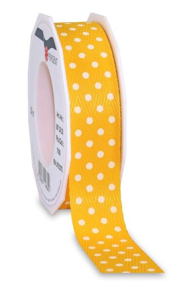 PRÄSENT Geschenkband NEW LIFE DOTS matt gelb 25 mm x 20 m