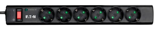 EATON Protection Strip 6 DIN 6-fach Steckdosenleiste mit Überspannungsschutz schwarz
