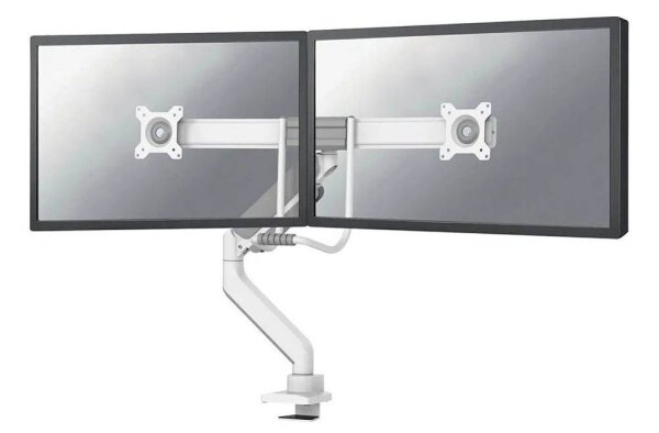 Neomounts Monitor-Halterung DS75-450WH2 weiß für 2 Monitore, Tischklemme, Tischbohrung
