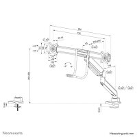 Neomounts Monitor-Halterung DS75-450WH2 weiß für 2 Monitore, Tischklemme, Tischbohrung