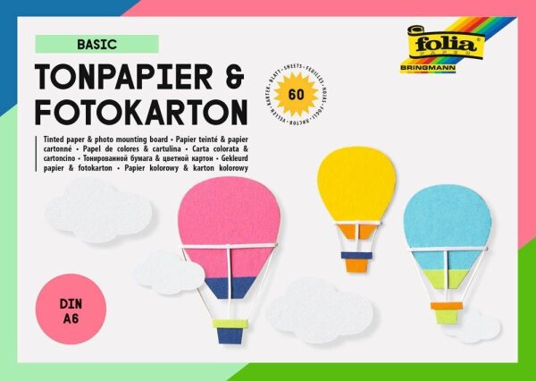 folia Tonpapier Block Basic farbsortiert 130/300 g/qm 60 St.
