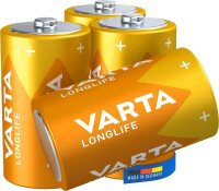 VARTA Batterien LONGLIFE Alkali-Mangan Mono D 1,5 V, 4 St.