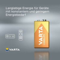 VARTA Batterie LONGLIFE Alkali-Mangan E-Block 9,0 V, 1 St.
