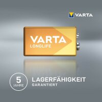VARTA Batterie LONGLIFE Alkali-Mangan E-Block 9,0 V, 1 St.