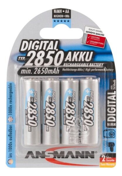 ANSMANN Akkus Ni-MH Mignon AA 2.650 mAh, 4 St.