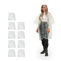 relaxdays unisex Einweg-Regenponcho transparent...