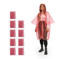 relaxdays unisex Einweg-Regenponcho rot...