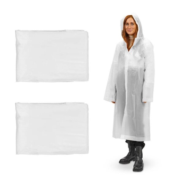 relaxdays unisex Regenmantel weiß Einheitsgröße 2 St.