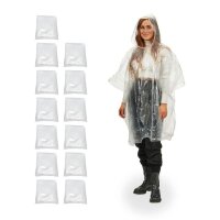 relaxdays unisex Einweg-Regenponcho transparent...