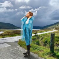 relaxdays unisex Einweg-Regenponcho blau Einheitsgröße 13 St.