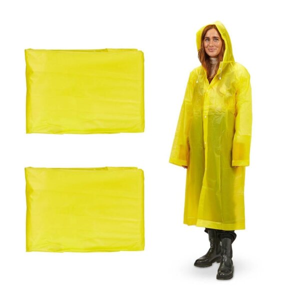 relaxdays unisex Regenmantel gelb Einheitsgröße 2 St.