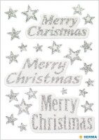 HERMA Aufkleber 3731 Merry Christmas, silber, 24 Etiketten