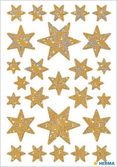 HERMA Aufkleber 3916 Glittersterne, gold, 27 Etiketten