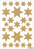HERMA Aufkleber 3916 Glittersterne, gold, 27 Etiketten