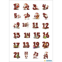 HERMA Adventskalenderzahlen Aufkleber mehrfarbig 72 St.
