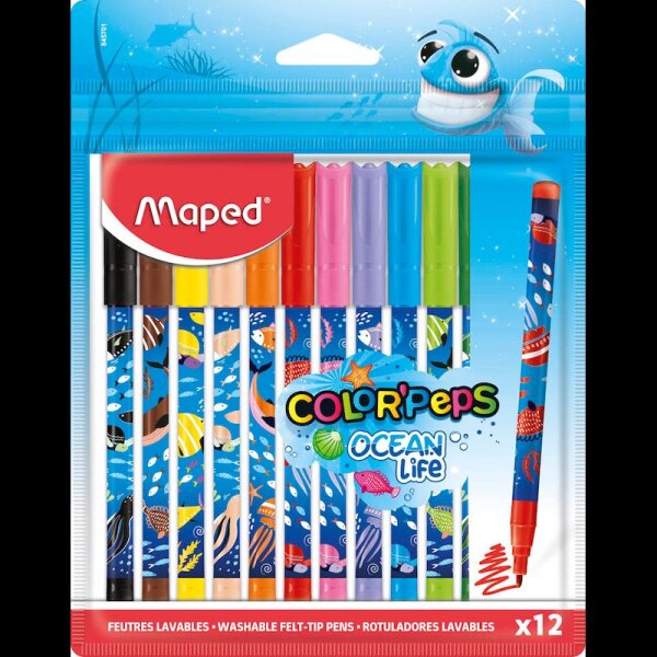 maped Ocean Life Filzstifte farbsortiert, 12 St.