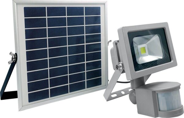 as-Schwabe LED-Außenleuchte mit Bewegungsmelder Solarline, silber 10 Watt, 1 St.