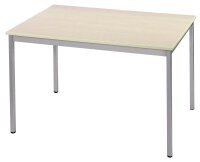 SODEMATUB Mehrzwecktisch ahorn, alu rechteckig, Vierkantrohr alu, 160,0 x 80,0 x 74,0 cm