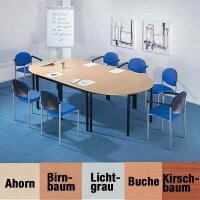 SODEMATUB Mehrzwecktisch ahorn, alu halbrund, Vierkantrohr alu, 120,0 x 60,0 x 74,0 cm