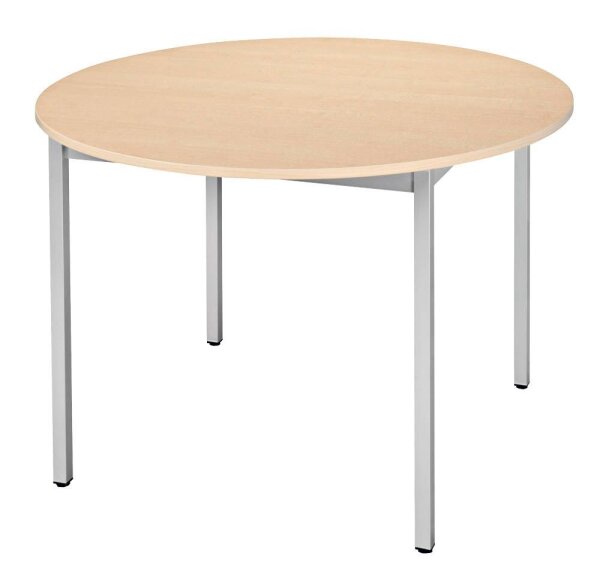 SODEMATUB Mehrzwecktisch ahorn, alu rund, Vierkantrohr alu, 80,0 x 80,0 x 74,0 cm