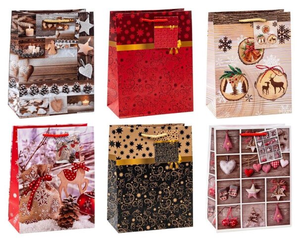 12 TSI Geschenktüten Weihnachten Serie 9 Motiv sortiert 18,0 x 23,0 cm