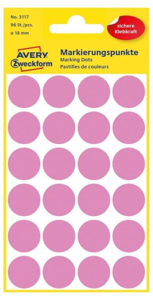 AVERY Zweckform Klebepunkte 3117 rosa Ø 18,0 mm, 96 St.