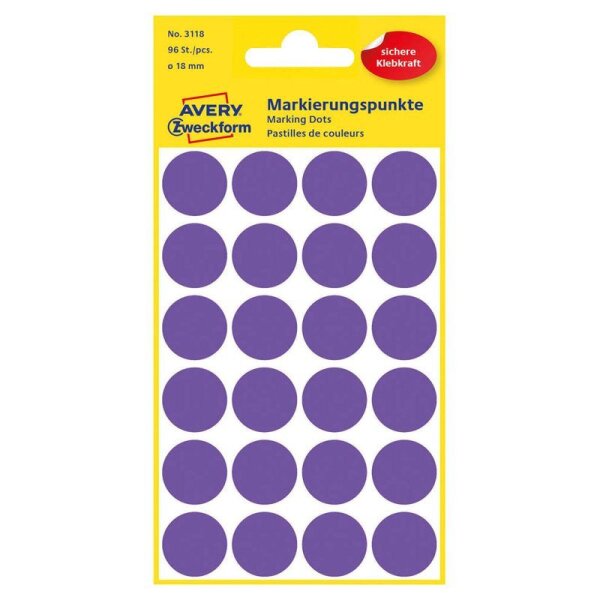 AVERY Zweckform Klebepunkte 3118 violett Ø 18,0 mm, 96 St.