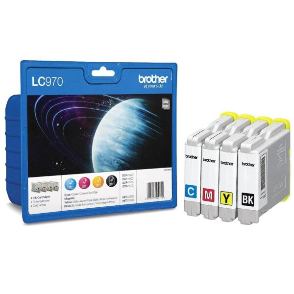 brother LC-970BK/C/M/Y schwarz, cyan, magenta, gelb Druckerpatrone, 4er-Set