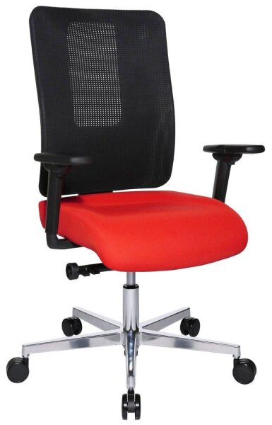 Topstar Bürostuhl Sitness Open X (N) Deluxe Alu mit Schiebesitz, OX39WTW2 T310 Stoff rot, Gestell alu